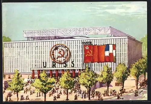 Künstler-AK Bruxelles, Exposition Universelle 1958, Le Pavillon de l`URSS