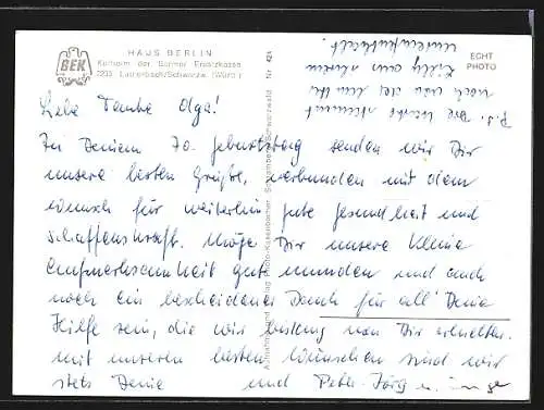 AK Lauterbach /Schwarzwald, Haus Berlin-Kurheim der Barmer Ersatzkasse