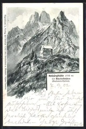 Künstler-AK Edward Theodore Compton: Blick auf die Hofbürglhütte mit der Bischofsmütze im Hintergrund