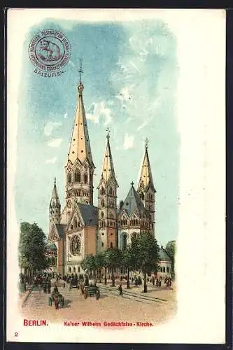 Lithographie Berlin-Charlottenburg, Kaiser Wilhelm-Gedächtniskirche