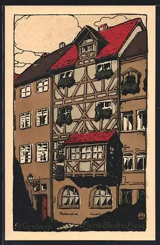 Steindruck-AK Nürnberg, Das Hans Sachs-Haus