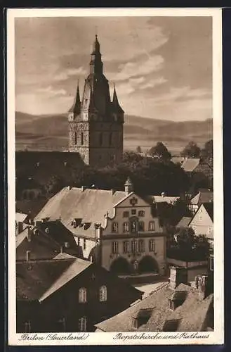 AK Brilon, Propsteikirche und Rathaus