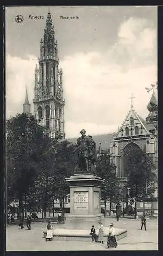 AK Anvers / Antwerpen, Place verte mit Denkmal