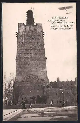 AK Marseille, Exposition Coloniale 1922, Grande Tour du Palais de l`Afrique Occidentale