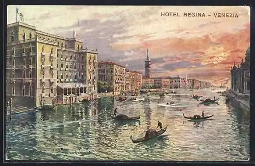 AK Venezia, Blick auf Hotel Regina am Canale Grande