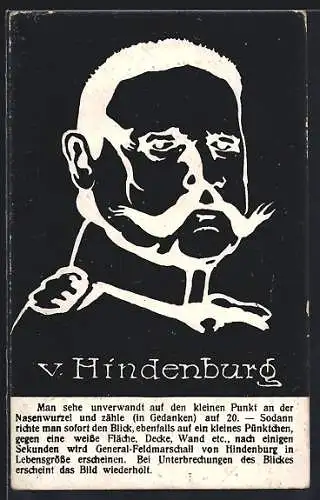 AK General-Feldmarschall Paul von Hindenburg, optische Täuschung