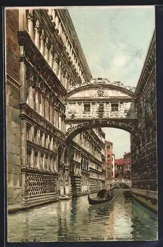 Künstler-AK Venezia, Ponte dei Sospiri, Seufzerbrücke