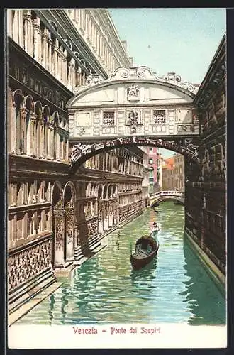 AK Venezia / Venedig, Ponte dei Sospiri, Gondel unter der Seufzerbrücke