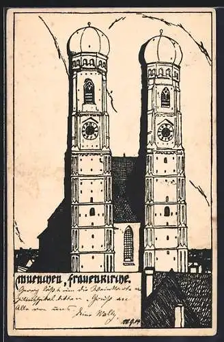Künstler-AK München, Frauenkirche