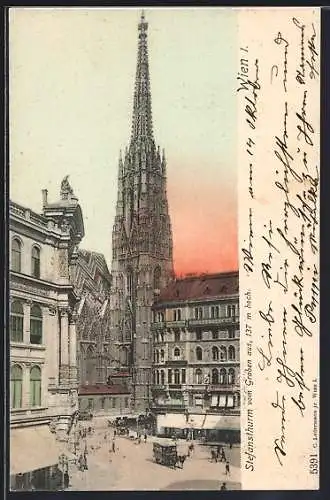 AK Wien, Stefansturm vom Graben aus