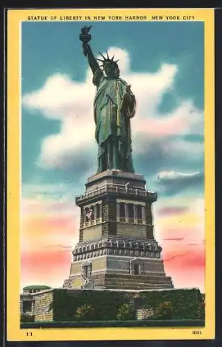 AK New York, Statue of Liberty, Freiheitsstatue im Hafen