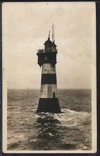 AK Blick zum Rotesand-Leuchtturm an der Wesermündung