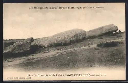 AK Locmariaquer, Les Monuments mégalithiques de Bretagne, Le Grand Menhir, Gesteinsformation