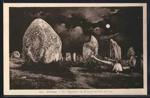 AK Carnac, Les Alignements de Kermario au Clair de Lune