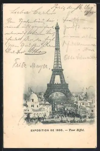 AK Paris, Exposition de 1900, Tour Eiffel, Eiffelturm