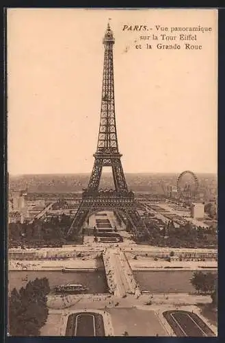 AK Paris, Vue panoramique sur la Tour Eiffel et la Grande Roue, Eiffelturm