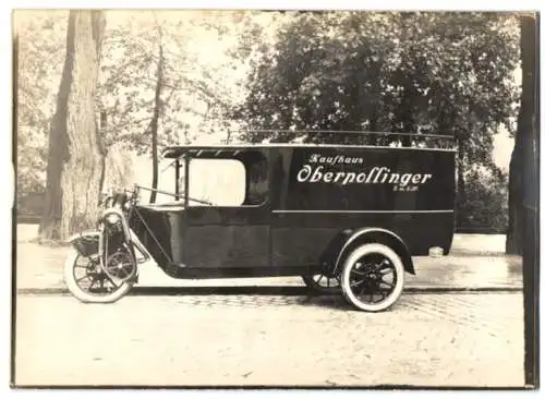 Fotografie Lastwagen Phänomen Phänomobil, Dreirad-Kastenwagen mit Weinberger Karosserie für Kaufhaus Oberpollinger GmbH