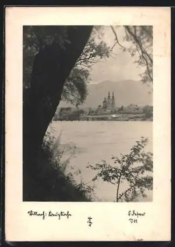 Foto-AK Adalbert Defner: Villach, Blick über die Drau zur Kreuzkirche