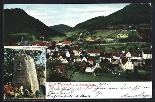 AK Bad Teinach, Scheffel Denkmal, Blick von der Scheffelhöhe