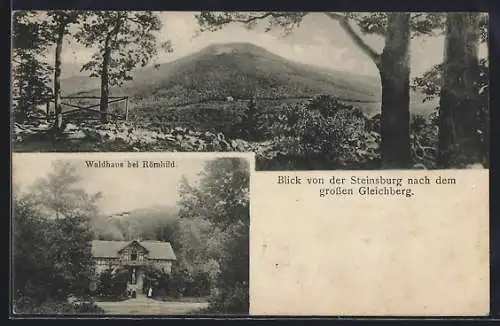 AK Römhild, Blick von der Steinsburg nach dem grossen Gleichberg