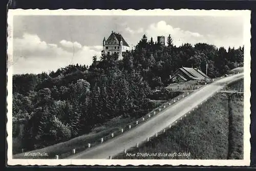 AK Mindelheim, Neue Strasse und Blick aufs Schloss