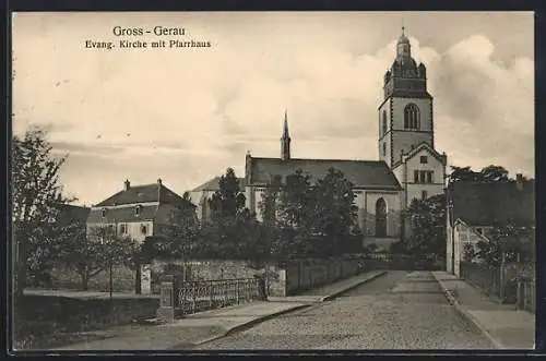 AK Gross-Gerau, Evang. Kirche mit Pfarrhaus