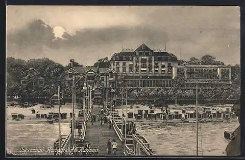 AK Heringsdorf, Ostseebad, Kurhaus bei Mondschein