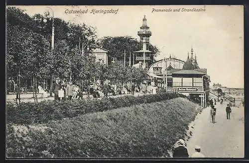 AK Heringsdorf / Ostseebad, Promenade und Strandkasino