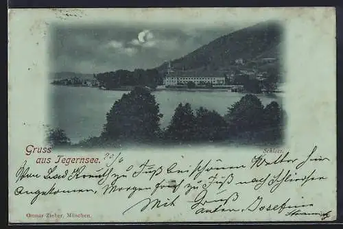 Mondschein-AK Tegernsee, Schloss