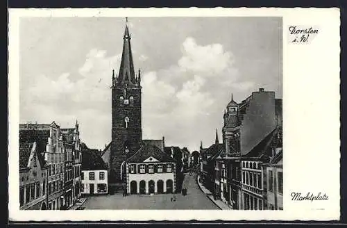 AK Dorsten i. W., Marktplatz mit Kirche