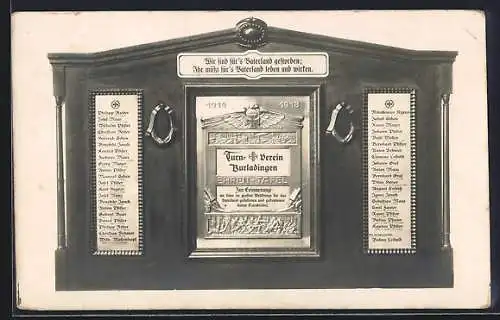 Foto-AK Burladingen, Turnverein Ehrentafel