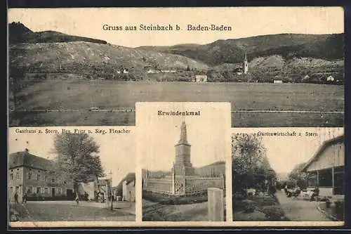 AK Steinbach / Baden, Ortstotale, Erwindenkmal, Gasthaus zum Stein