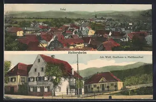 AK Heitersheim, Joh. Wolf`s Gasthaus und Maltherserbad, Totalansicht