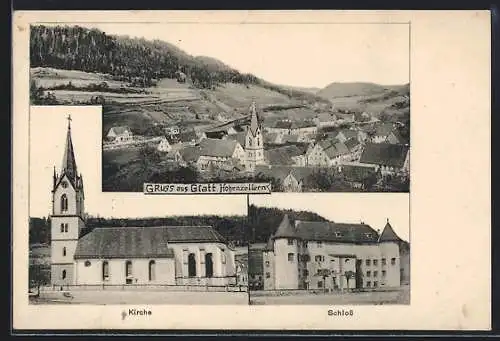 AK Glatt /Hohenz., Ortsansicht aus der Vogelschau, Kirche, Schloss