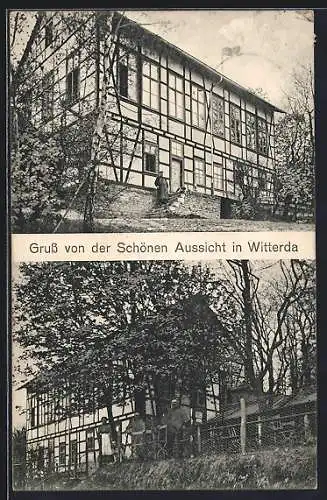 AK Witterda, Gasthaus zur schönen Aussicht mit Terrasse