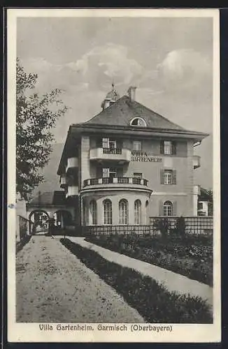 AK Garmisch, An der Hotel-Villa Gartenheim