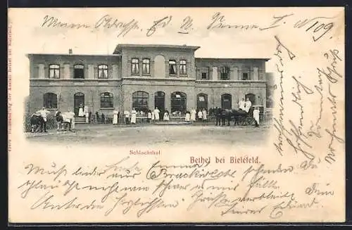 AK Bethel bei Bielefeld, Schlachthof mit Angestellten