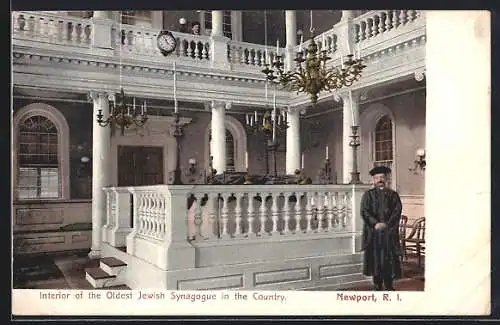 AK Newport, RI, Interior of the Oldest Jewish Synagogue in the Country