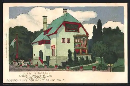 AK Darmstadt, Ausstellung der Künstler-Kolonie, Villa in Rosen-Christiansen-Haus