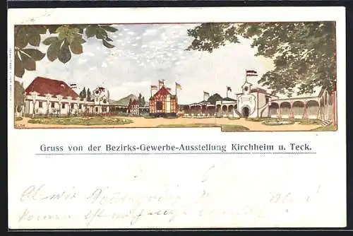 Künstler-AK Kirchheim u. Teck, Bezirks-Gewerbe-Ausstellung, Ausstellungsgelände