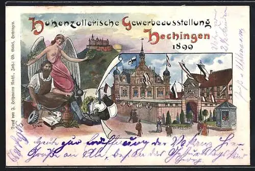 Lithographie Hechingen, Hohenzollerische Gewerbe-Ausstellung 1899, Ausstellungsgelände