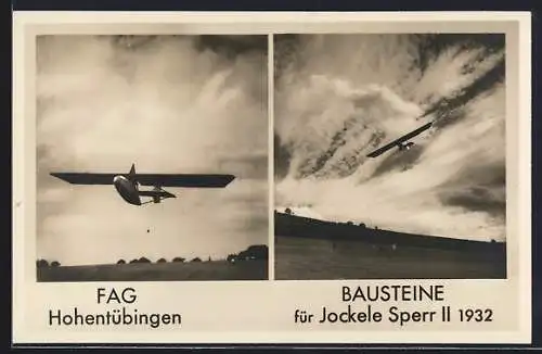 AK Tübingen, FAG Hohentübingen, Bausteine für Segelflugzeug Jackele Sperr II