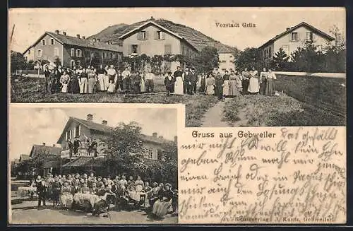 AK Gebweiler, Restaurant zur Hoffnung v. Emil Hagenmüller, Vorstadt Grün
