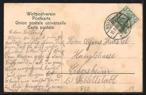 AK Gebweiler, Restaurant zur Hoffnung v. Emil Hagenmüller, Vorstadt Grün