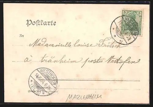 AK Marlenheim, Gasthaus zum Hirsch in der Hauptstrasse, Bes. Eugene Karcher