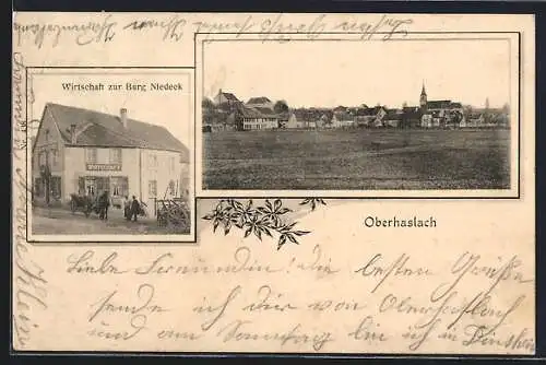 AK Oberhaslach, Gasthaus zur Burg Niedeck und Ortsansicht