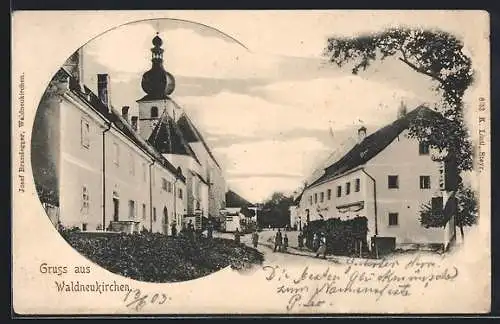 AK Waldneukirchen, Strassenpartie an der Kirche