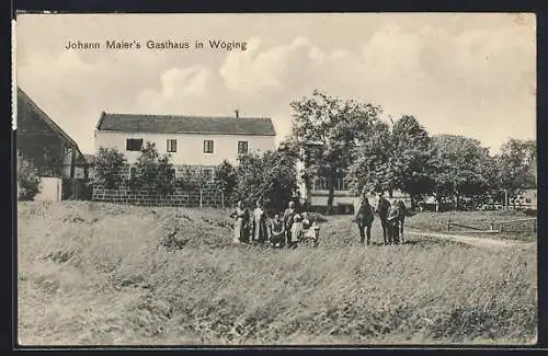 AK Wöging, Blick auf Johann Maier`s Gasthaus