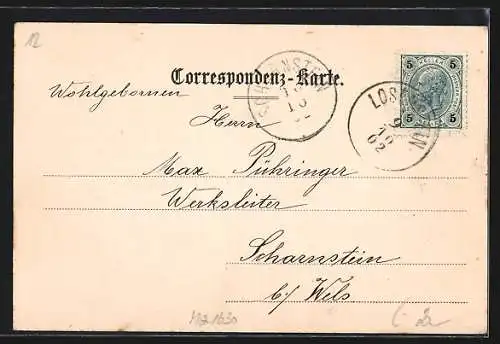 AK Lausa /Ob.-Oest., Sonnleitner`s Sensenwerke, Schloss Kogl, Schule, Totalansicht