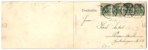 Klapp-AK Düsseldorf, Industrie- & Gewerbe-Ausstellung 1902, Blick von der Rheinbrücke